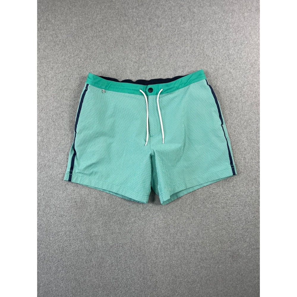 Vineyard Vines Swim Trunk Shorts Mens L Green Mesh Lined Elastic Waist 6" Inseam